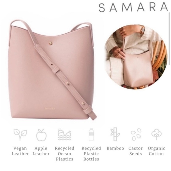 NWOT Samara Brand Pink Peony Vegan Leather Medium Shoulder Bag - Picture 3 of 8